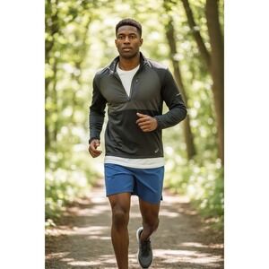 Asics Men's Knit Quarter Zip Pull Over - Small- Black Running Lightweight